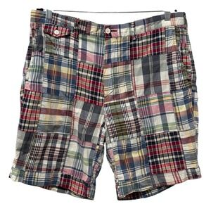 Polo Ralph Lauren Shorts Mens 36 Madras Plaid Patchwork Classic Fit 8" Preppy